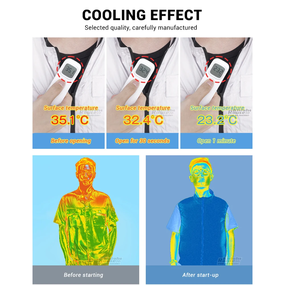 2024 Cool Vest Wearable Cooling Fan Vest Air-conditioned Clothes Cooling 13 Hours for High Temperature Work Fishing Vest Hiking