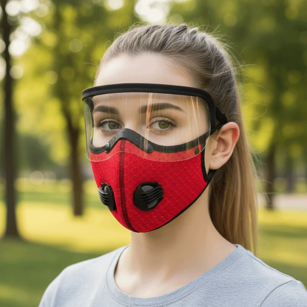 Removable Shield Lens Cycling Protective Mask Breathable Filtration Reusable Design Warm Breathable Mask Dustproof Warm