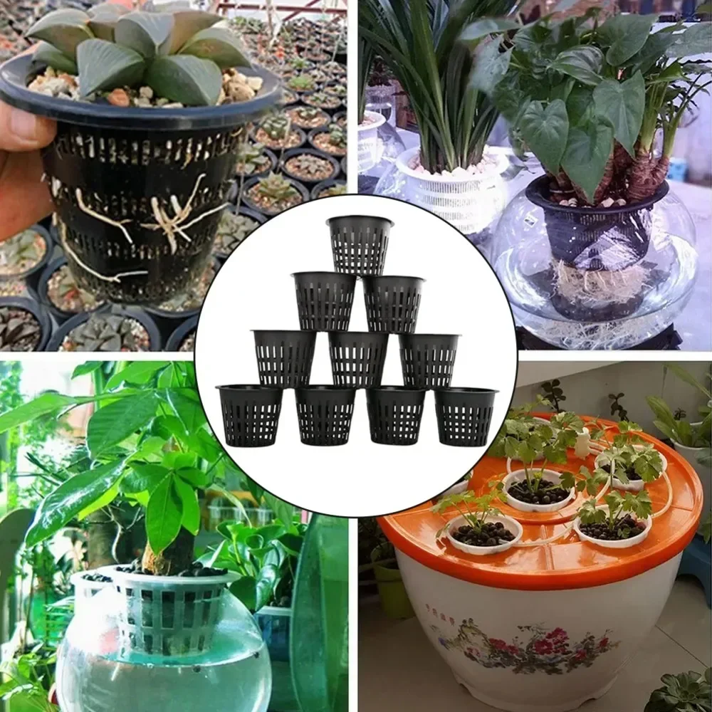 5/10pcs Black 3 Inch Nursery Pots Wide Lip Hydroponics Cups Colonization Mesh Pot Soilless Net Basket Gardening Accessories