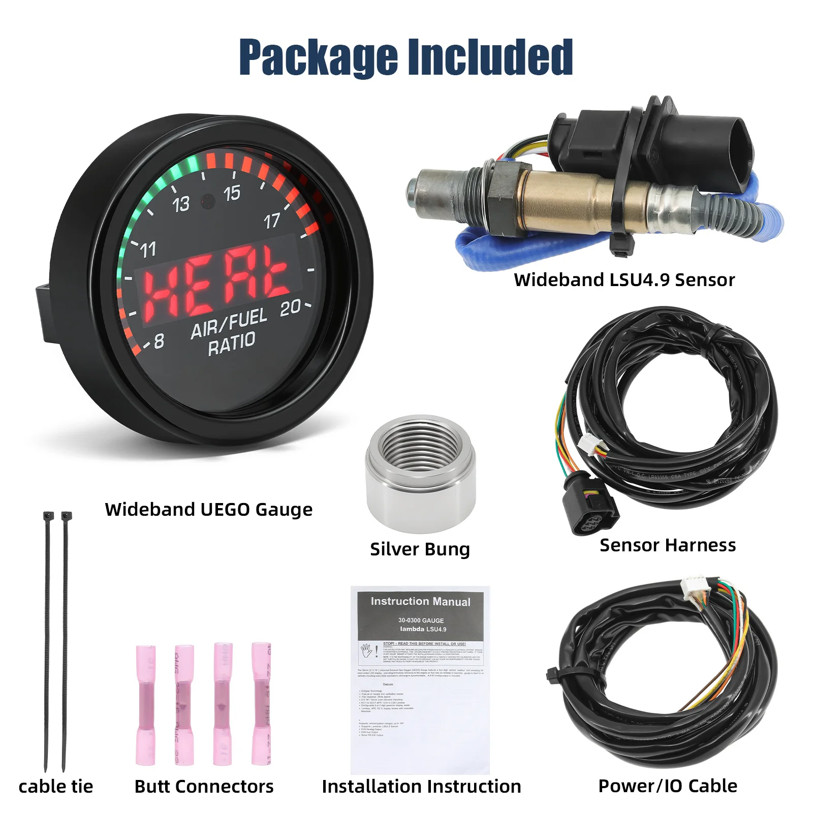 Newest 30-4110 X-Series Wideband O2 Air Fuel Ratio Gauge Kit Oxygen Sensor AFR Sensor Controller Gauge AFR Meter For Lambda
