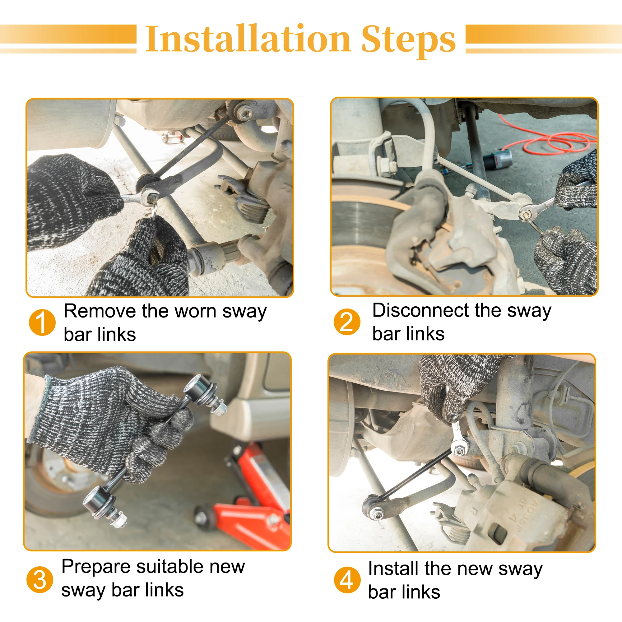 UXCELL 2 قطعة وصلة قضيب التأثير للمثبت الأمامي لـ Acura EL 2001-2005 رقم K90454/K90455