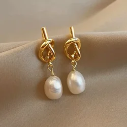 2023 nuovi eleganti orecchini di perle piatte impiombate di fagioli Color oro francese per accessori dolci da donna per feste di gioielli di moda coreani