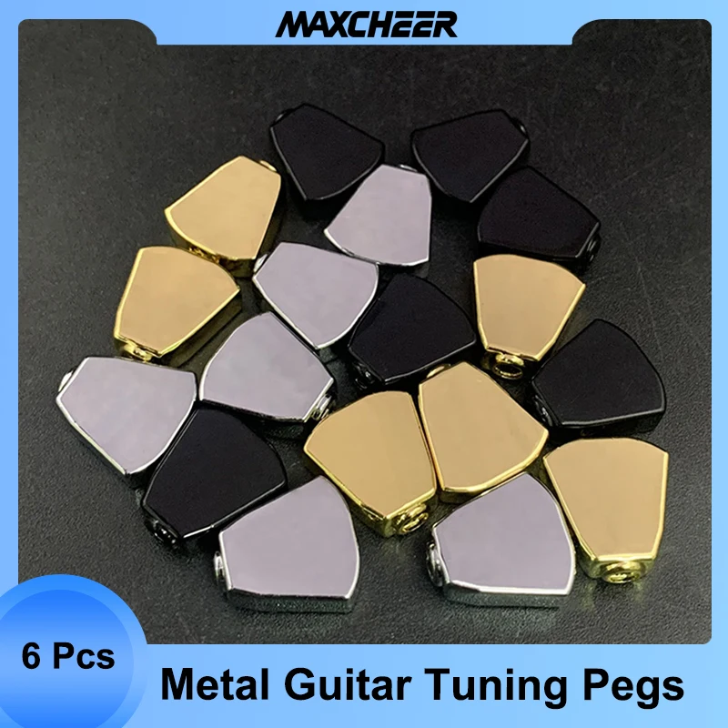 6 adet yamuk Metal gitar Tuning kazıklar tuşları tuner makine kafaları yedek düğmeler kolları kolu siyah/altın/krom