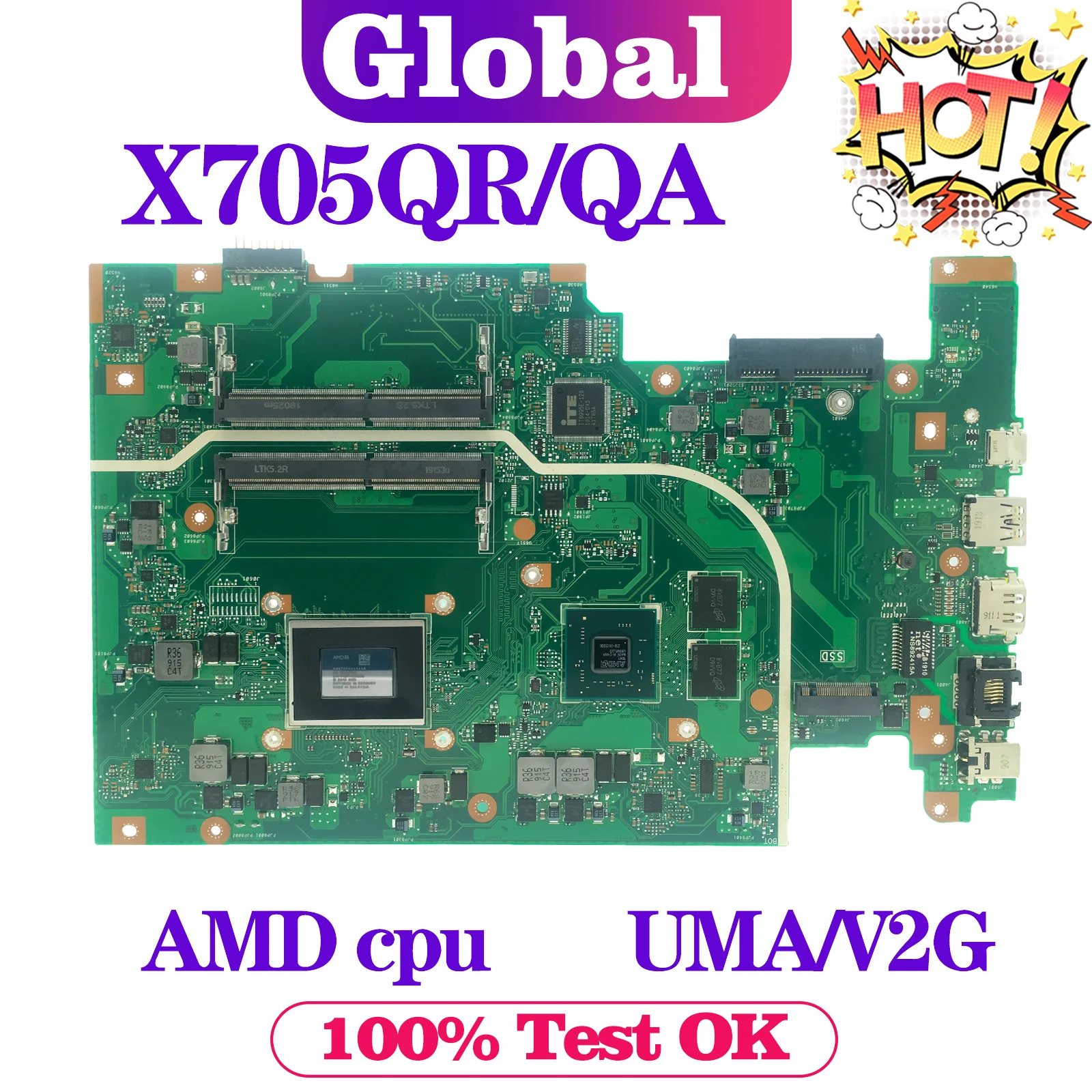 Imagem -02 - Kefu-placa-mãe Portátil para Asus X705qa F705q A705q X705q Cpu A10 A12 Uma V2g Ddr4