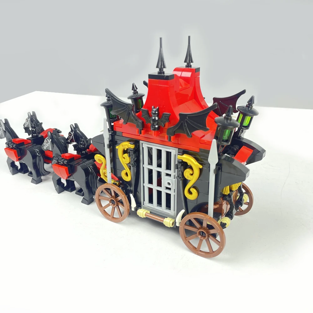 Vampire series Gothic dark block carriage puzzle block set, medieval block scene decoration, boys' holiday gift