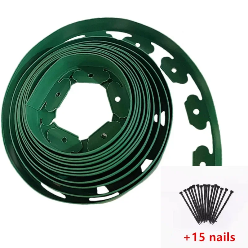 5M Yard Hedge belt Garden Barrier Lawn Grass Edging Border Plastic Landscape Edging Kit With 15 Anchoring nails Lawn Edge Belt