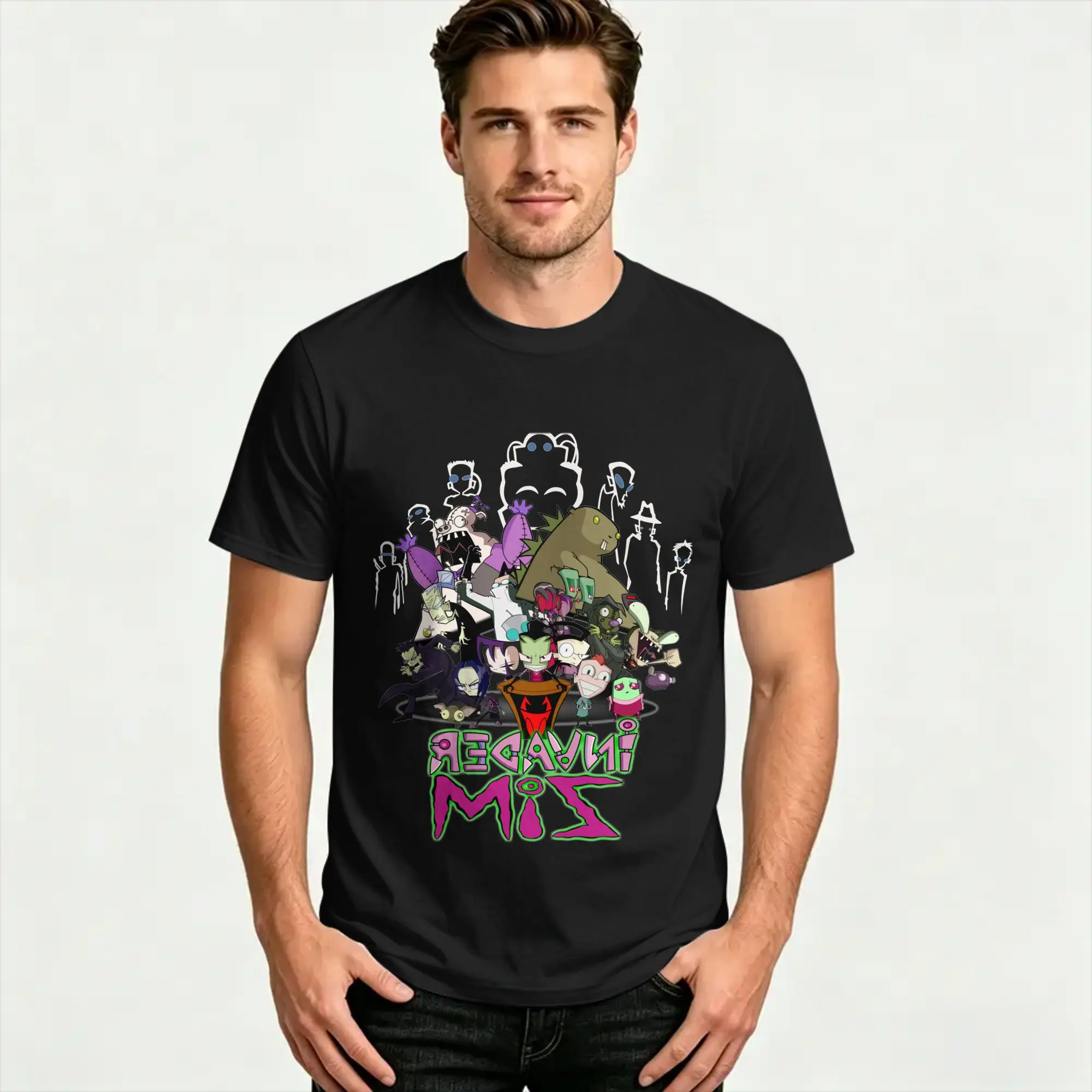 Invaders Zims T-Shirts Men Women Team Zim Casual 100% Cotton Tees Round Collar Short Sleeve T Shirts Adult Tops