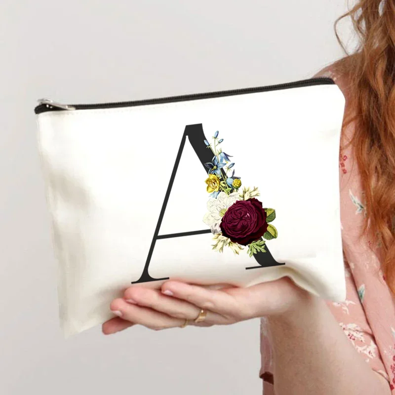 Bridesmaid Make Up Bags luxury bag   Custom Initial Name Makeup Bag Bridal Shower Gift Cosmetic Case Canvas Toiletry Organizer