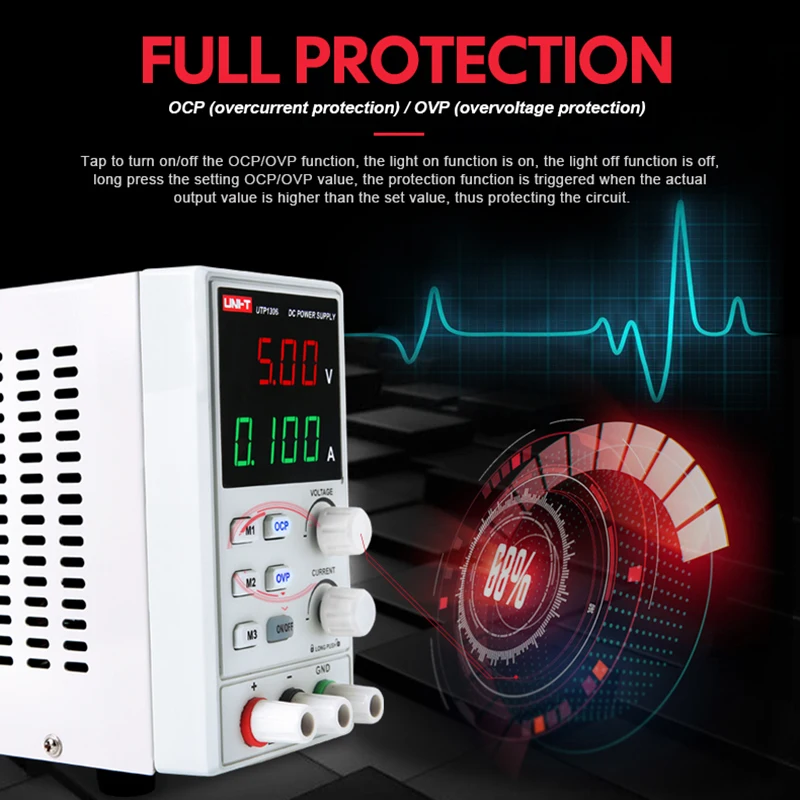 Imagem -02 - Uni-t-laboratório Regulador de Tensão Display Digital Comutação de Alimentação dc Regulador de Tensão Ajustável Interruptor Utp1306 32v 6a