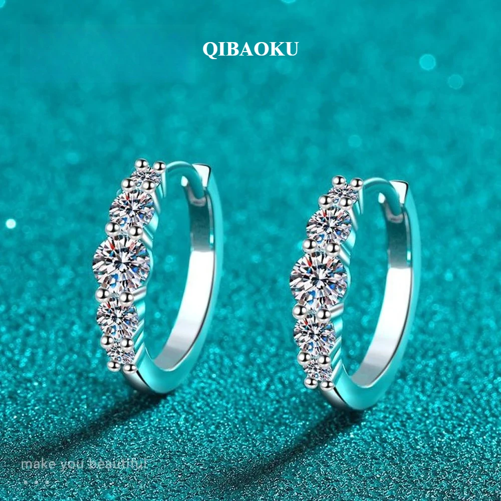 QIBAOKU D VVS1 Moissanite Earrings for Women with GRA Certified Brilliant Diamond Solid S925 Silver Plated 18k Earring 2026