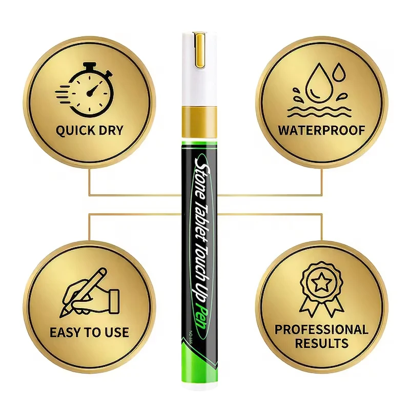 Gold Tombstone Marker Pen Restores Faded Inscriptions on Tombstones Granite Surfaces; Weather Resistant,Quick-Drying,Oil-Based image 6