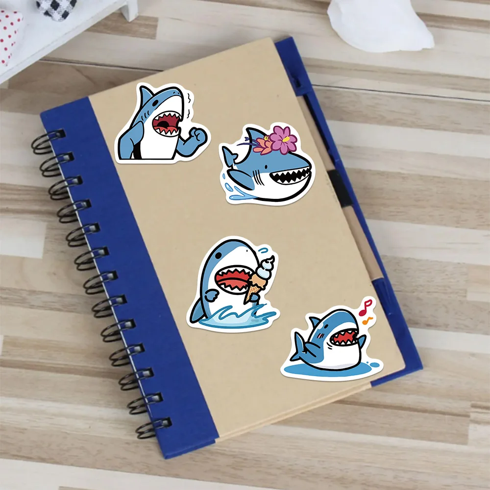 50Pcs Cartoon Fat Shark Cute Stickers DIY Phone Laptop Diary Guitar Helmet Suitcase Graffiti Waterproof Sticker Decals Kids Toys