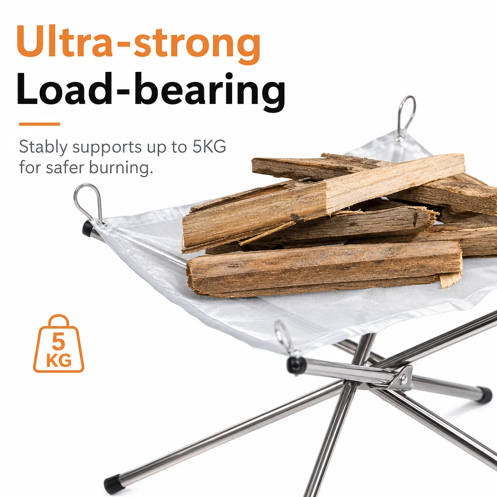 Portable Outdoor Collapse Fire Pit Durable BBQ Mesh Fireplace Steel Backyard Rack Fire Quick Assembly Net Camping Grill Net