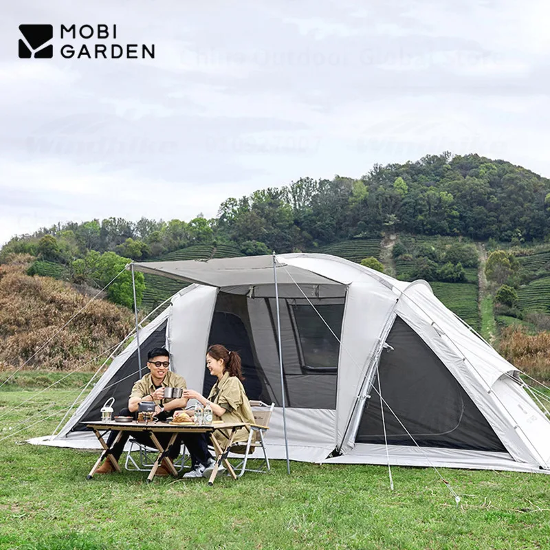 MOBI GARDEN ShiJia 14㎡ Upgrade Camping Tent Outdoor Portable Travel Tent With Snow Skirt Breathable Windproof Inner Tent x2