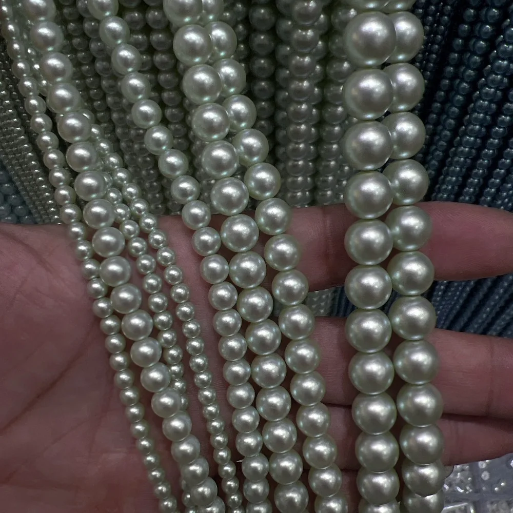 DIY Jewelry Illusion Matte Pearl Glass Beads Imitation Shell Pearl 4-10mm Loose Beads Handmade Make Bracelet Necklace Accessorie