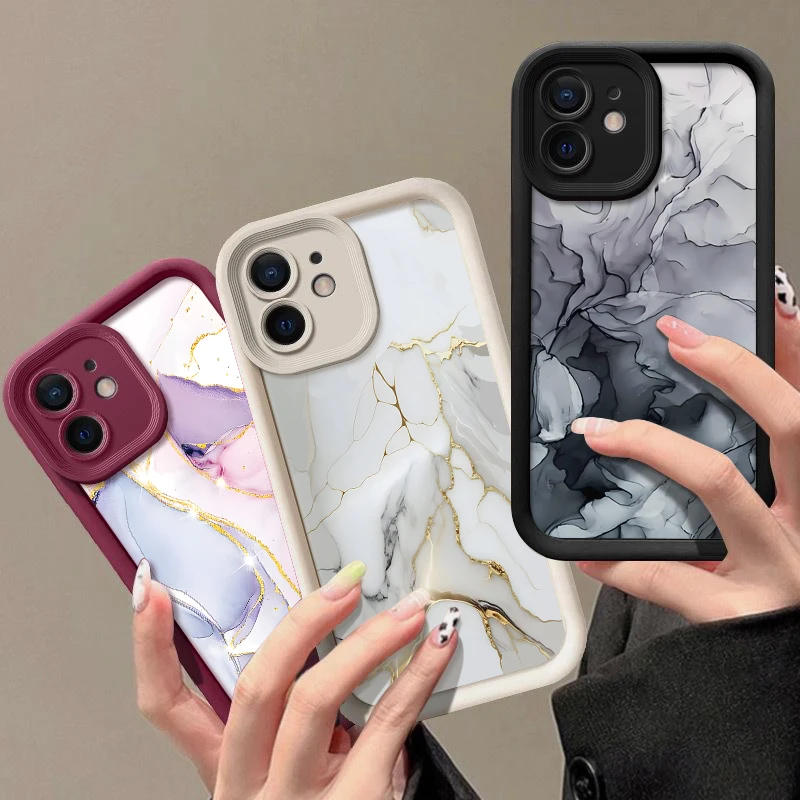 Colorful Marble Case For iPhone 15 14 Pro Max 13 12 Pro 11 15 Plus X XS XR 7 8 Candy Coloor Silicone Soft TPU Phone Cover Fundas