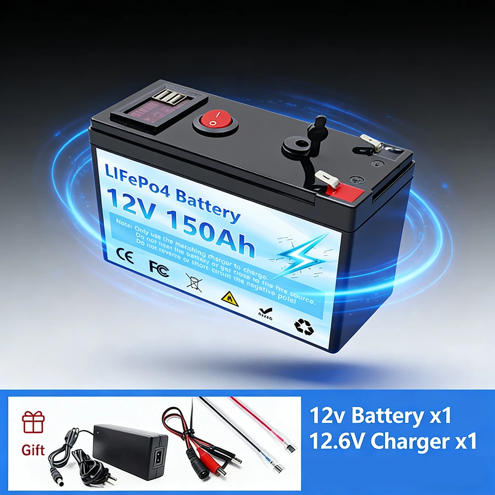 12V LiFeP04 Battery Deep Cycle Lithium Battery 30A BMS 6000+ Cycles Perfect for Solar Fish Finder Power Wheel Boat Home RV