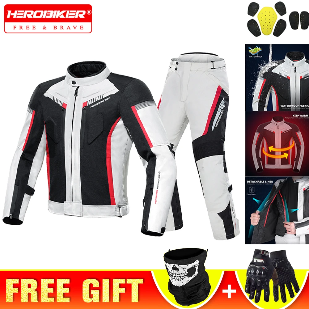 

Winter Warm Motorcycle Jacket Men's Windproof Waterproof Motocross Jacket Anti Fall Wear-resistant Motorbike Riding Jacket