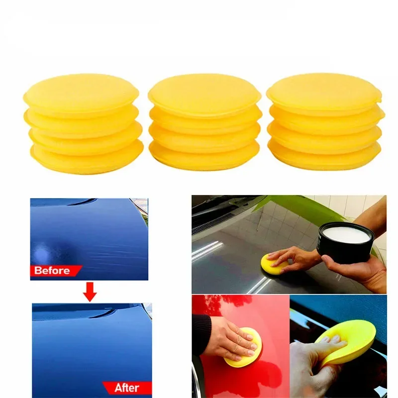 Car Waxing Sponge Pads Round Foam Applicator Pads Auto Detailing Sponge for Car Interior Exterior Wax Polishing Cleaning
