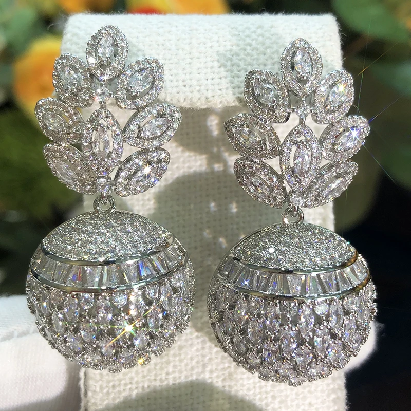 

SisCathy Indian Lucky Hollow Ball Earrings Women Cubic Zirconia Party Prom Jewelry Accessory Valentine's Day boucle d'oreille