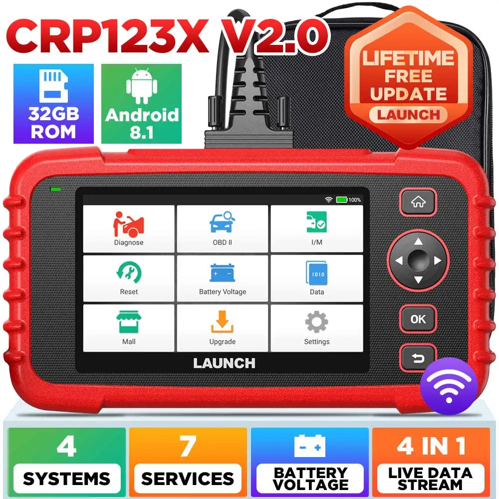 New LAUNCH CRP123X V2.0 Car Diagnostic Tools OBDII Scanner OBD2 Scan Tools Four System Diagnosis Reset Services LAUNCH X431 PRO