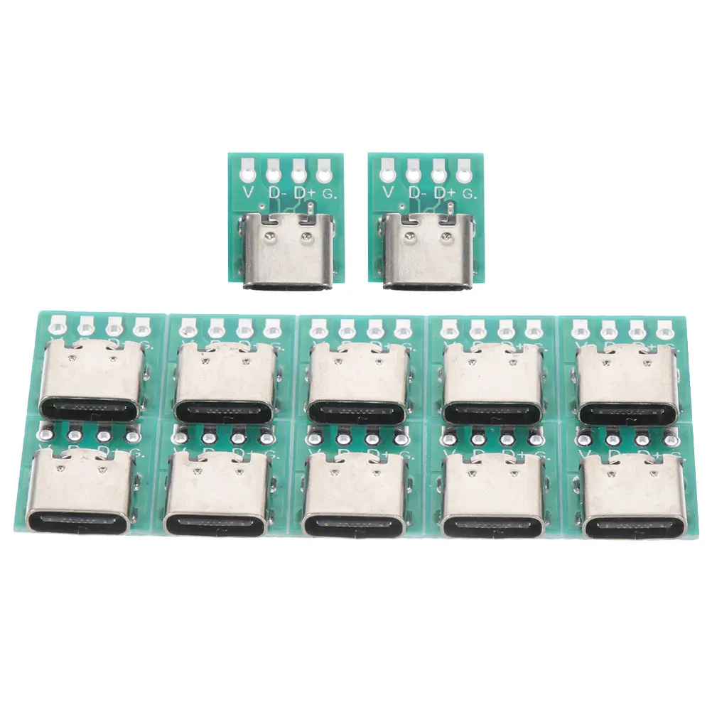 

12pcs Usb C Connector Board Diy 3.b Converter Board Support Module For Cable Data Transmission Durable Interface Type C