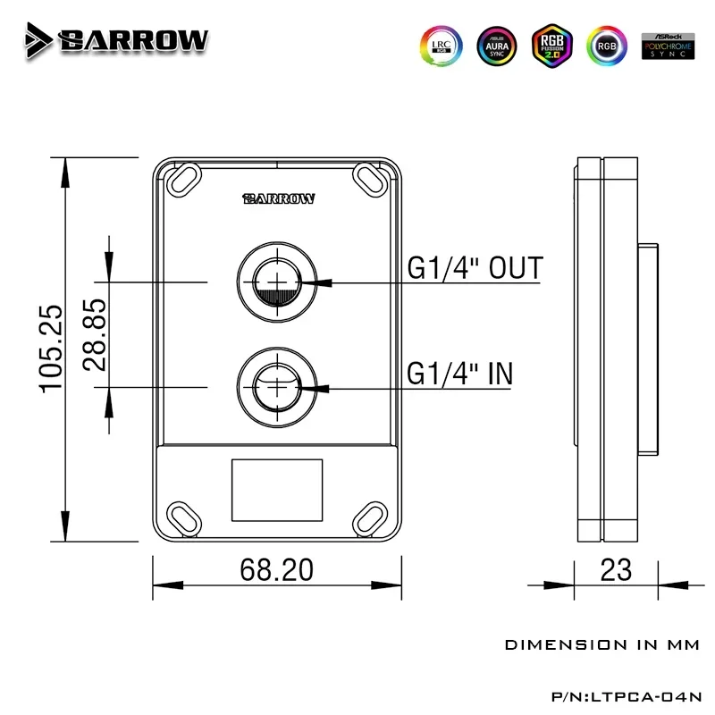 Barrow LTPCA-04N، AM5 CPU Waterblock + شاشة مراقبة OLED لسائق AMD Ryzen3 5 7 X470 Freely Aida64، 5V ARGB
