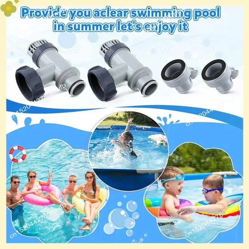 

LDHL 2 Pcs Pool Plunger Valve And 1.25 Inch To 1.5 Inch Type B Hose Adapter Compatible For Intex Pool Replacement Parts