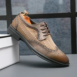 New Fashion Summer Shoes Men Casual Shoes Mesh outdoor Breathable Slip-on Flats Men Business Derby Office Shoes Driving Shoes