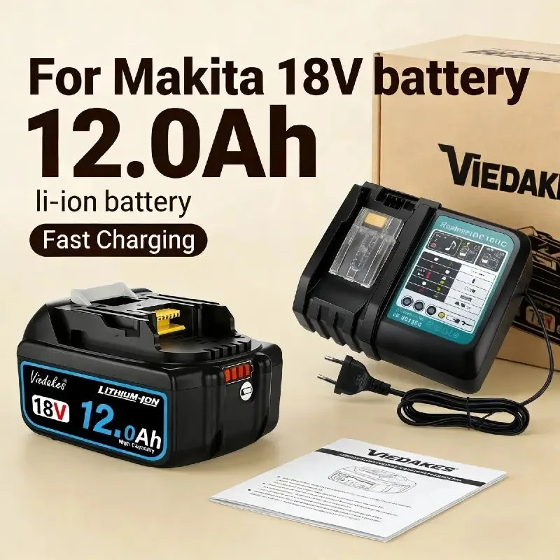 Long Life Fast Charge 18V 8Ah 10Ah 12Ah High Capacity Replacement Battery for Makita 18V Battery, Suit for DDF487/DGA404/DGA504