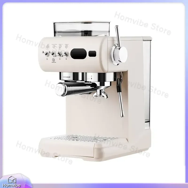 Semi-Automatic Espresso Machine 20 Bar Pressure Built-in Grinder Cold Hot Brew Dual Extraction Compact Coffee Maker for Home