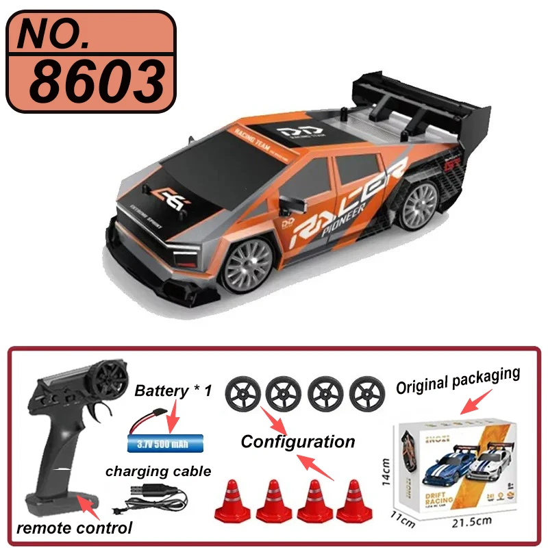 

Mustang RC Drift Racing Car 1/24 4WD 30 Km/h High-Speed LED Light 2.4G Radio Controlled Car Model Competition Toy