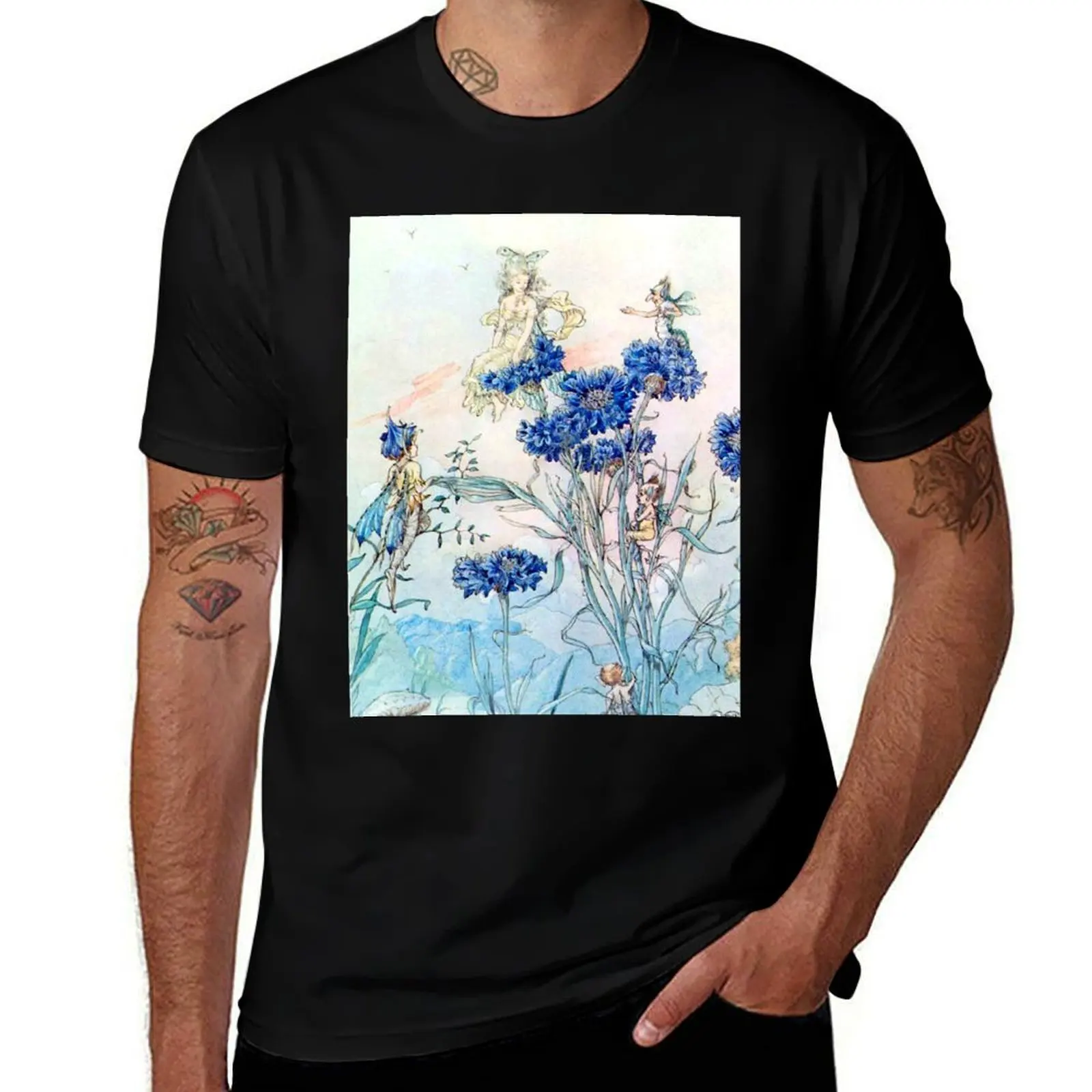 Cornflower Flower Fairies - Harold Gaze T-Shirt Big and Tall Solid Color T-Shirt