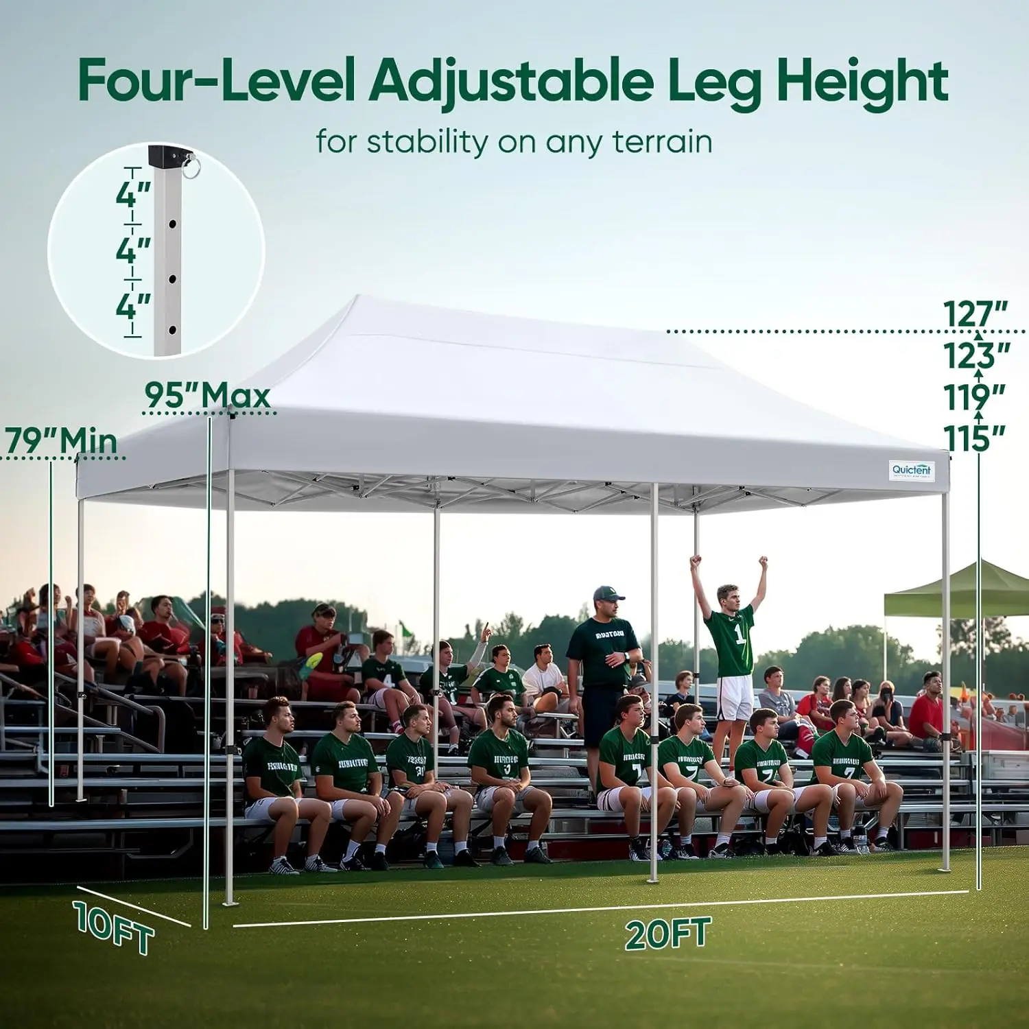 مظلة منبثقة شديدة التحمل مقاس 10 × 20 - 500D فضي بعامل حماية من الشمس 50+، حقيبة بعجلات (الدرجة التجارية) #4