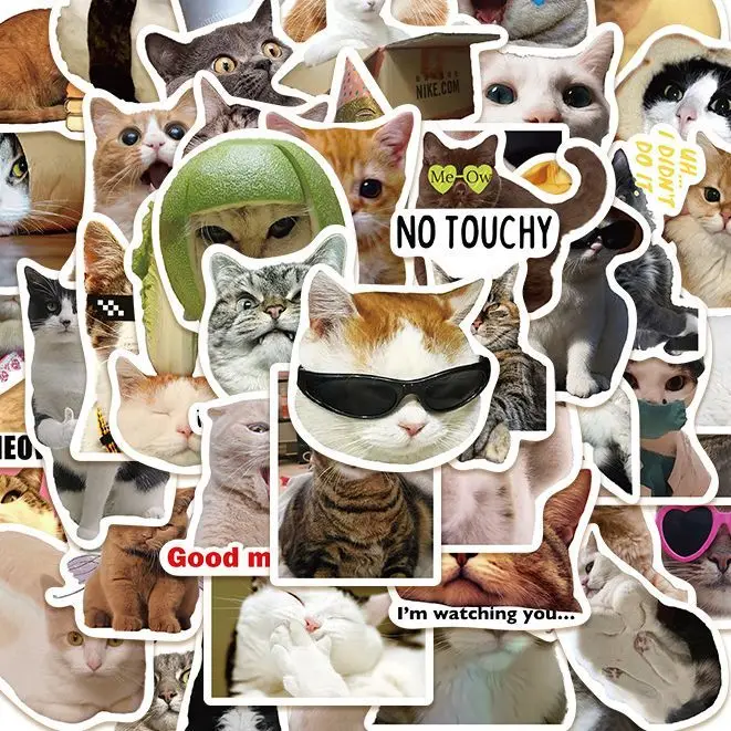 50/100/1000pcs Funny Cute Cat MEME Animals Stickers Kawaii Decals Scrapbooking Notebook Luggage Laptop Skateboard Sticker