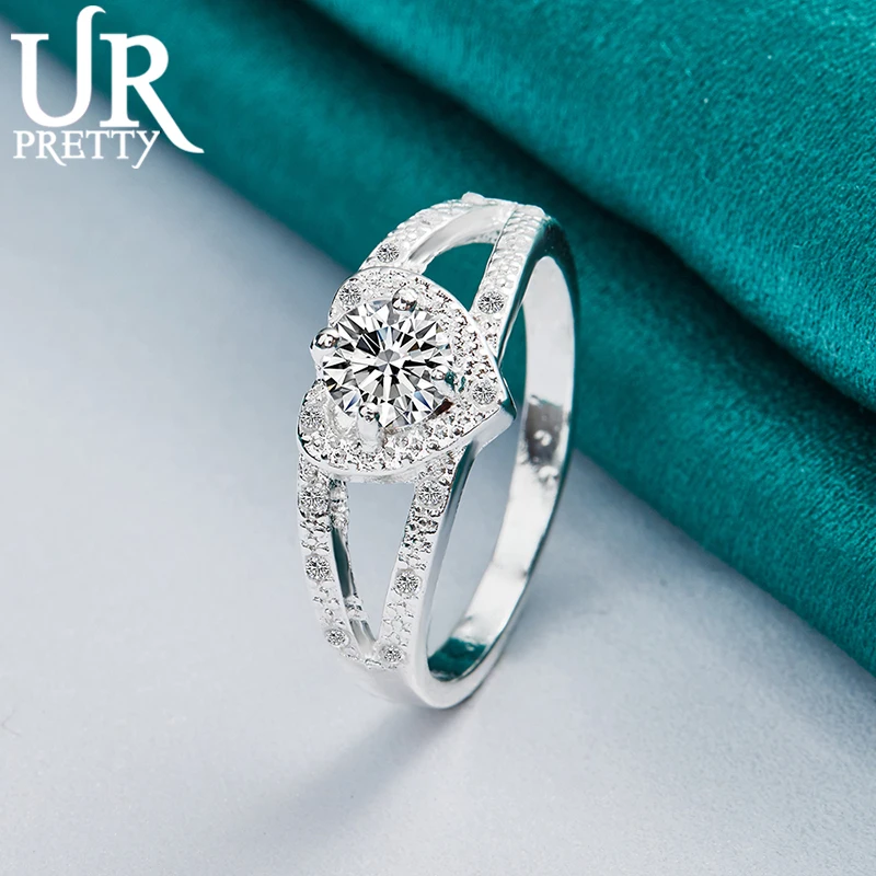 

925 Sterling Silver AAA Heart Love Zircon Ring for Woman Charm Jewelry Engagement Wedding Fashion Gifts Anniversary