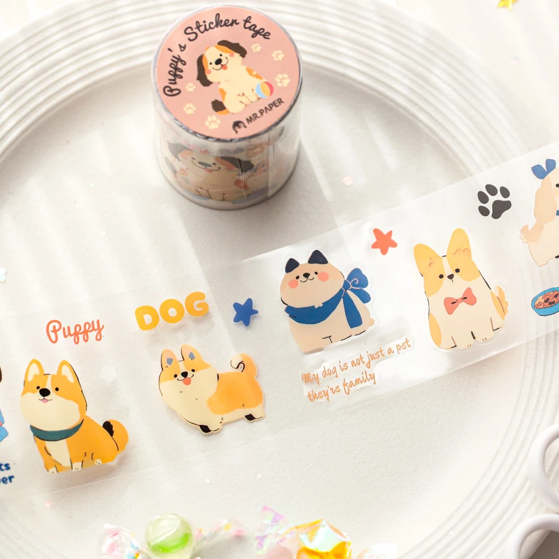 2 m/rollo de cinta Washi para mascotas bonitas y adorables, cintas adhesivas para paisajismo, diario, Collage, tarjetas estéticas DIY, papelería estética
