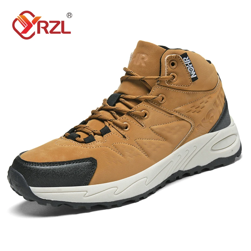 

YRZL Autumn Winter Men Boots Big Size 47 Comfortable Ankle Boots Hiking Shoes Anti Slip Outdoor Tourist Shoe Casual Sport Shoes