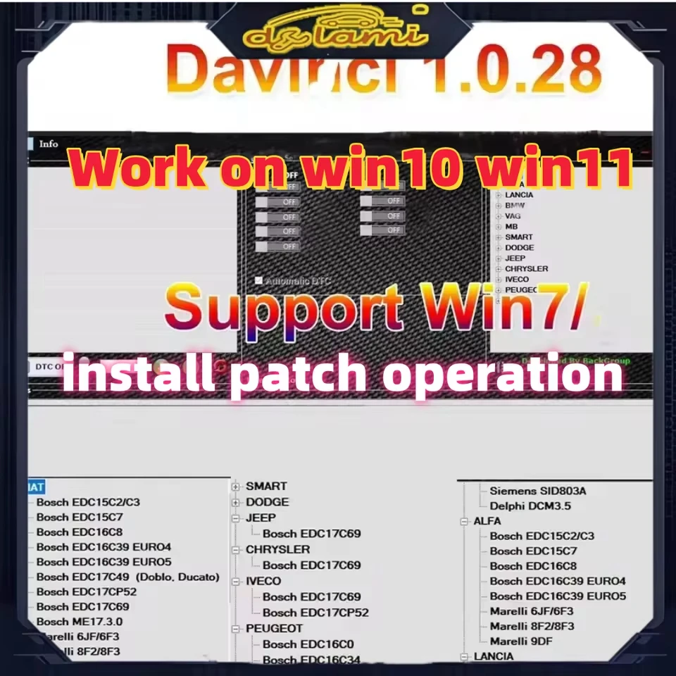 2025 New latest version hotselling davinci 1.0.28 Software Support Win 7/10/11 Work on KESS/KTAG 3 sold keygen unlimited