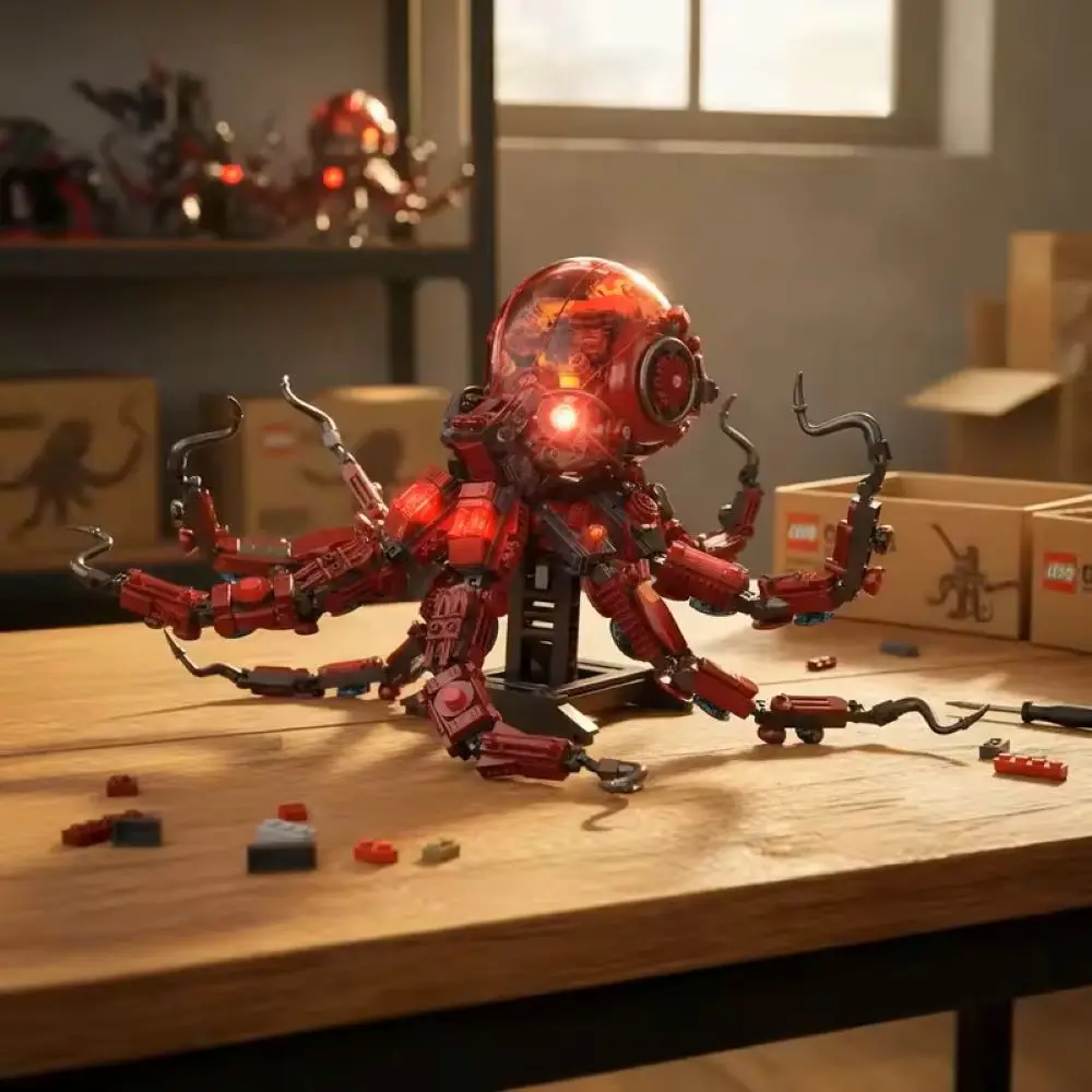 Creativo MOC 882 Uds. Modelo de pulpo mecánico, juego de bloques de construcción DIY, Kits de ladrillos de pulpo Mechs, juguetes para niños, regalos