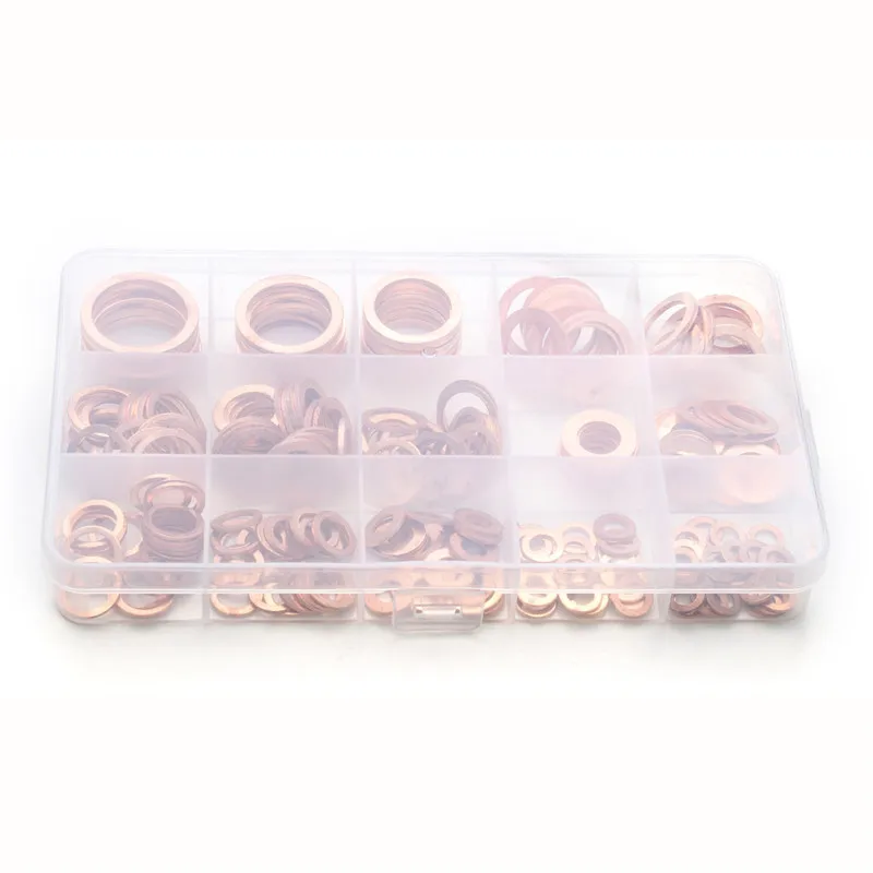 M4-M28 Flat Ring Seal For Boat Crush Flat Seal Ring Sump Plug Oil Gaskets 100/200/300pcs O Ring Copper Washer Gasket Set