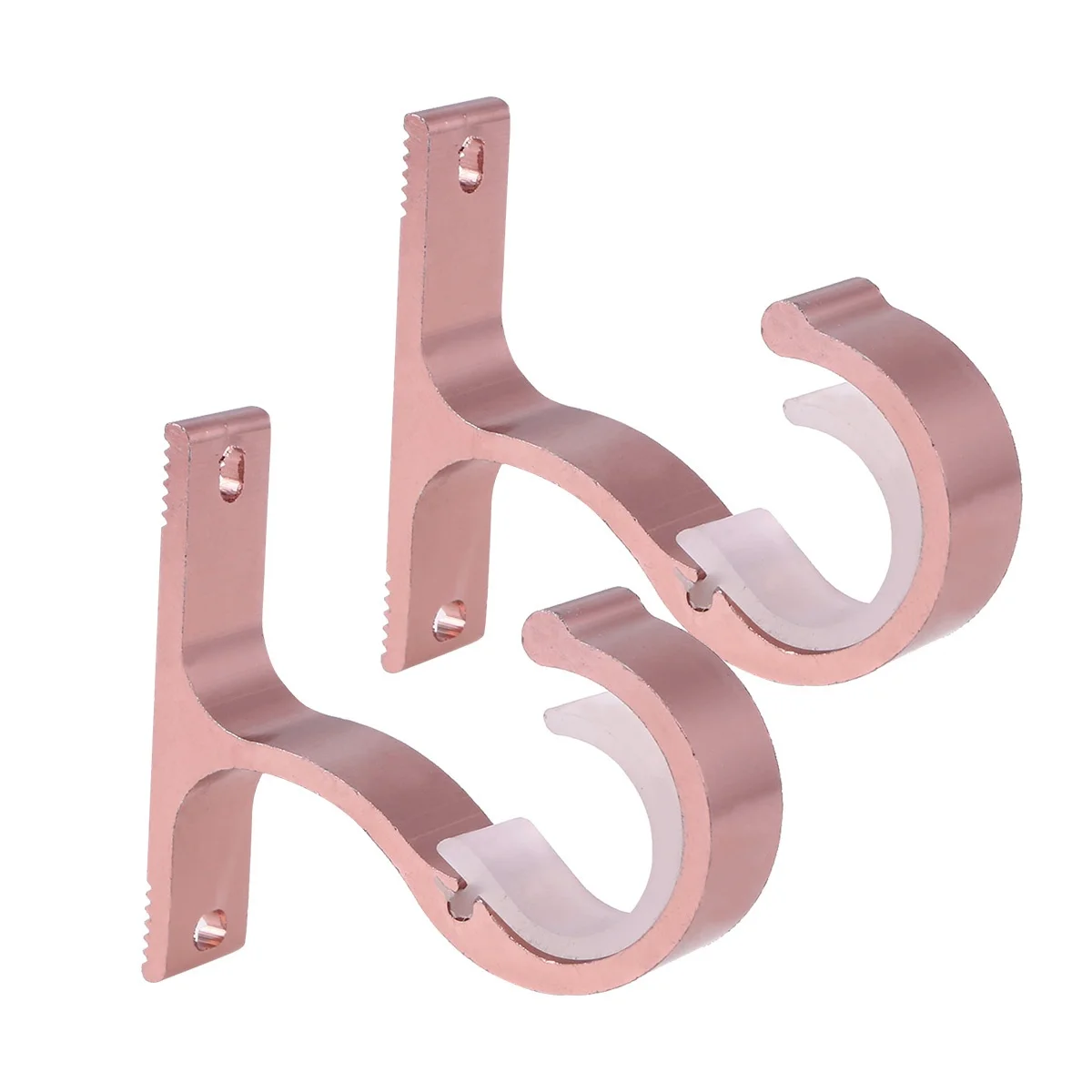 

2pcs Aluminum Alloy Curtain Bracket Rose Gold Wall Mount For Double Rods Heavy Duty Metal Support Semicircular Opening Modern