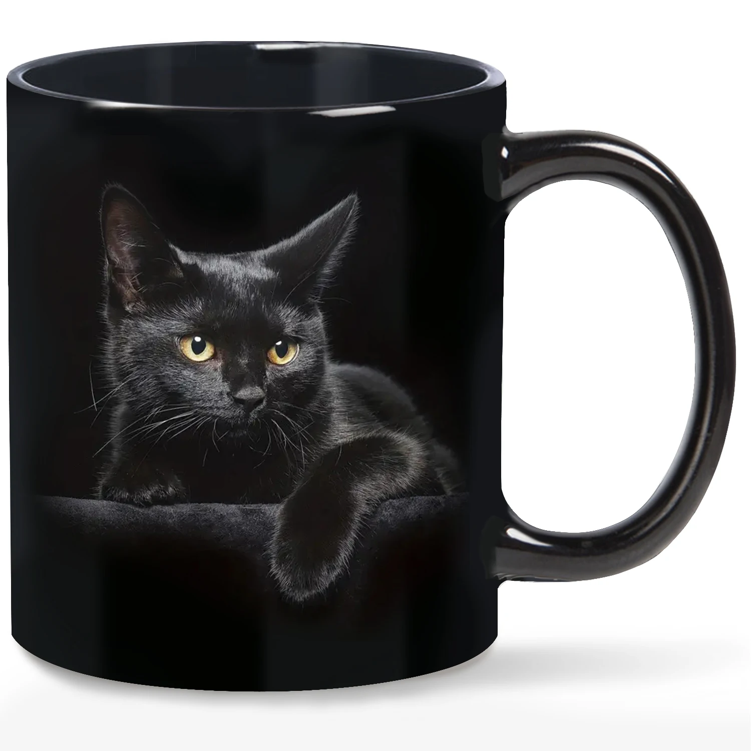 1pc, Black Cat Coffee Mug - Ceramic Funny Coffee Mug - Perfect Cat Lover Gift - Cute Cat Coffee Mugs Present - Great Birthday or