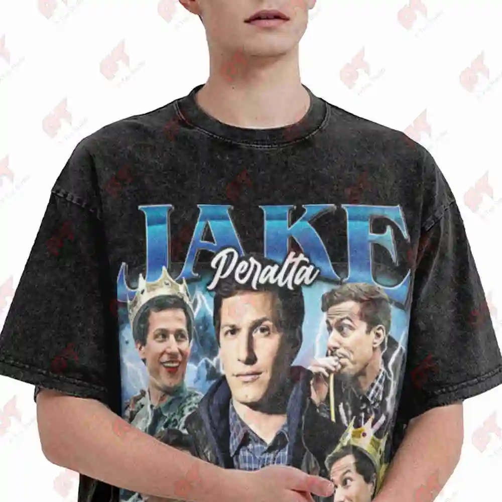Brooklyn Nine Jake Peralta Badge Vintage Washed Tee Pure Cotton T-Shirt
