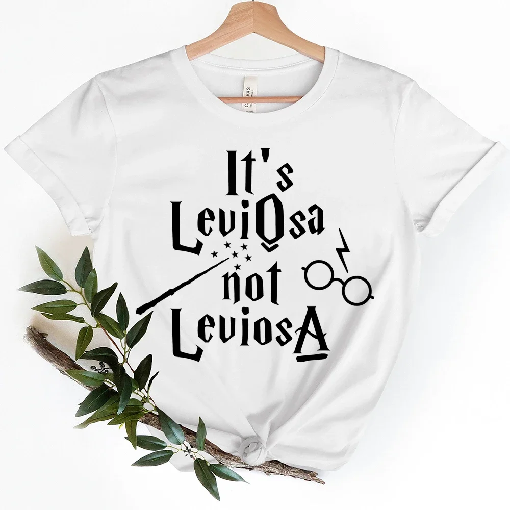 T Shirt for Women Magic Spell Letter Graphic Print Casual Short Sleeve Retro Tee Trendy Glasses Wand Pattern Fashion Daily Top