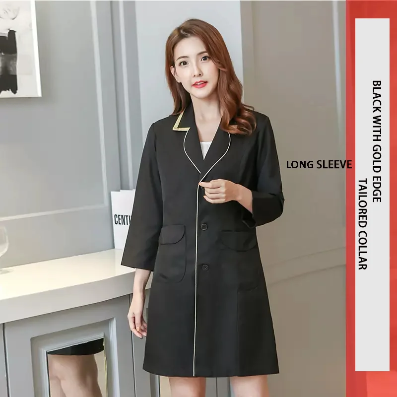 Chaqueta de gran tamaño para esteticista, Vestido corto para salón de belleza, uniforme de enfermera, ropa de trabajo para Spa, uniforme de médico, bata de laboratorio para clínica