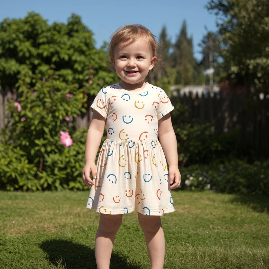 

Sanlutoz Holiday Summer Baby Dress Short Sleeve Casual Kids Girls Cartoon Clothing Fashion