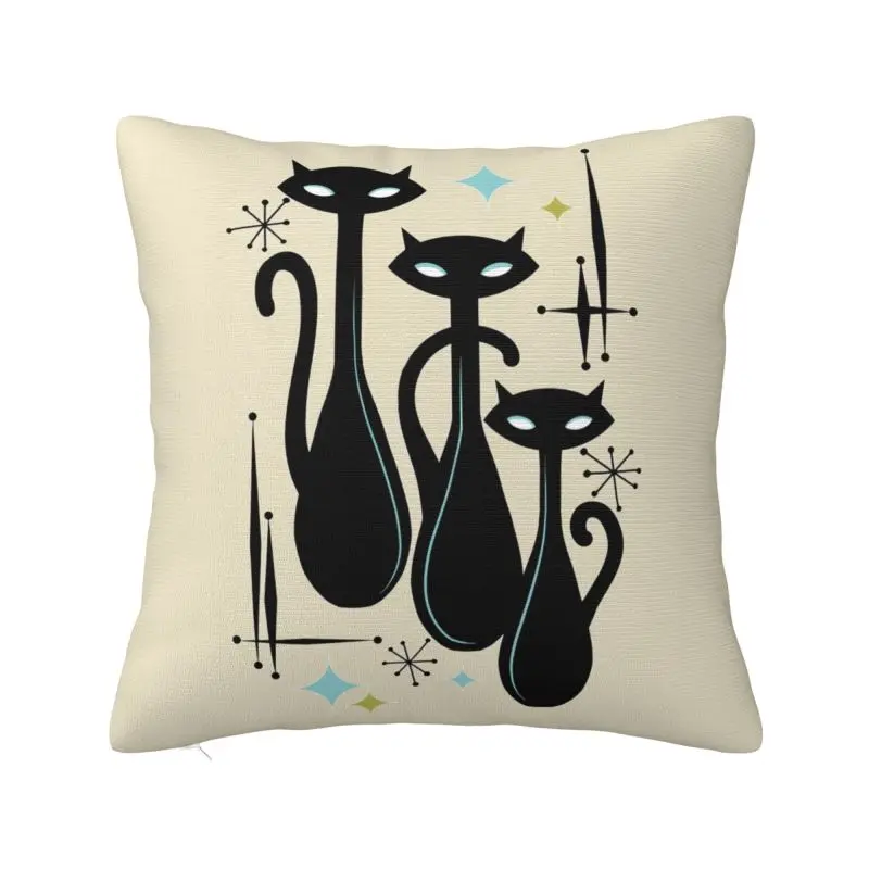 

Custom Modern Meows Atomic Age Black Kitschy Cats Luxury Pillow Cover Cushion Cover