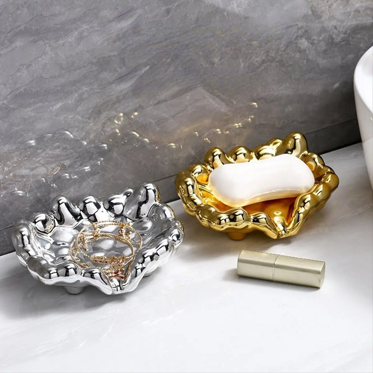 FOR HOME B Quick Drain Soap Dish Washbasin Countertop Storage Tray Bathroom Accessories Soap Dish Holder