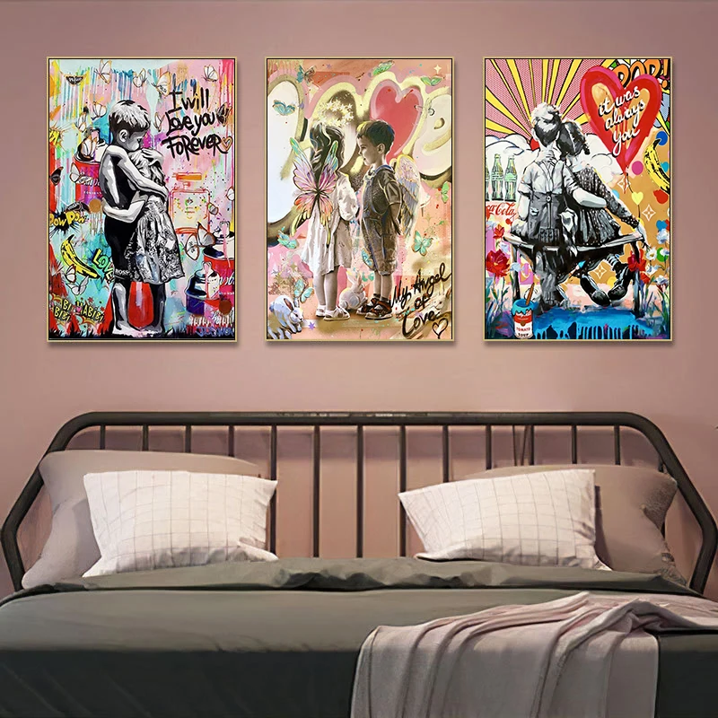 

Abstract Graffiti Art Poster and Print Boys and Girls Canvas Painting Modern Wall Art Picture for Living Room Home Decoration